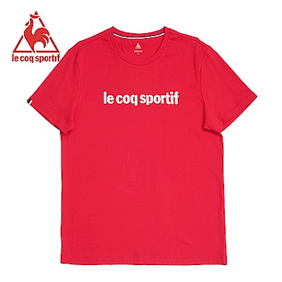 le coq sportif 法國公雞牌素色圓領短袖T恤 男-紅