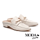 拖鞋 MODA Luxury 復古時尚馬銜釦穆勒尖頭低跟拖鞋－白 product thumbnail 1