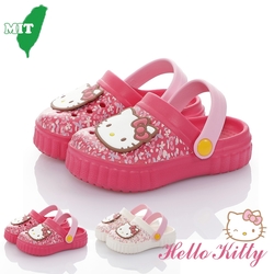 Hello Kitty童鞋 護趾極輕量Q彈減壓洞洞鞋拖鞋涼鞋-桃.白粉色