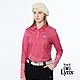 【Lynx Golf】女款合身版吸排抗UV內刷毛斜條紋後背愛心印花長袖POLO衫-桃紅色 product thumbnail 2