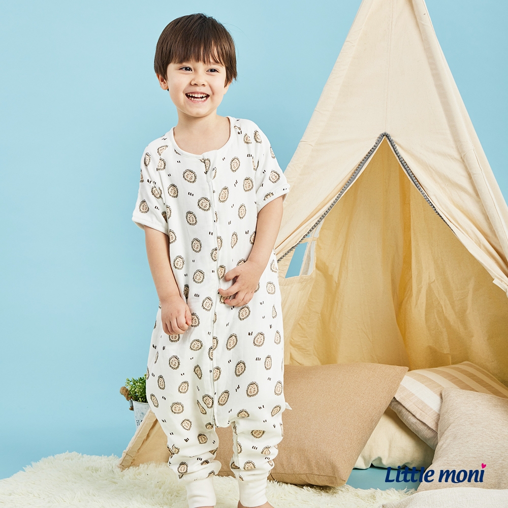 【Little moni】 小童小刺蝟印圖四層紗布連身衣/睡袋 (100~120cm)