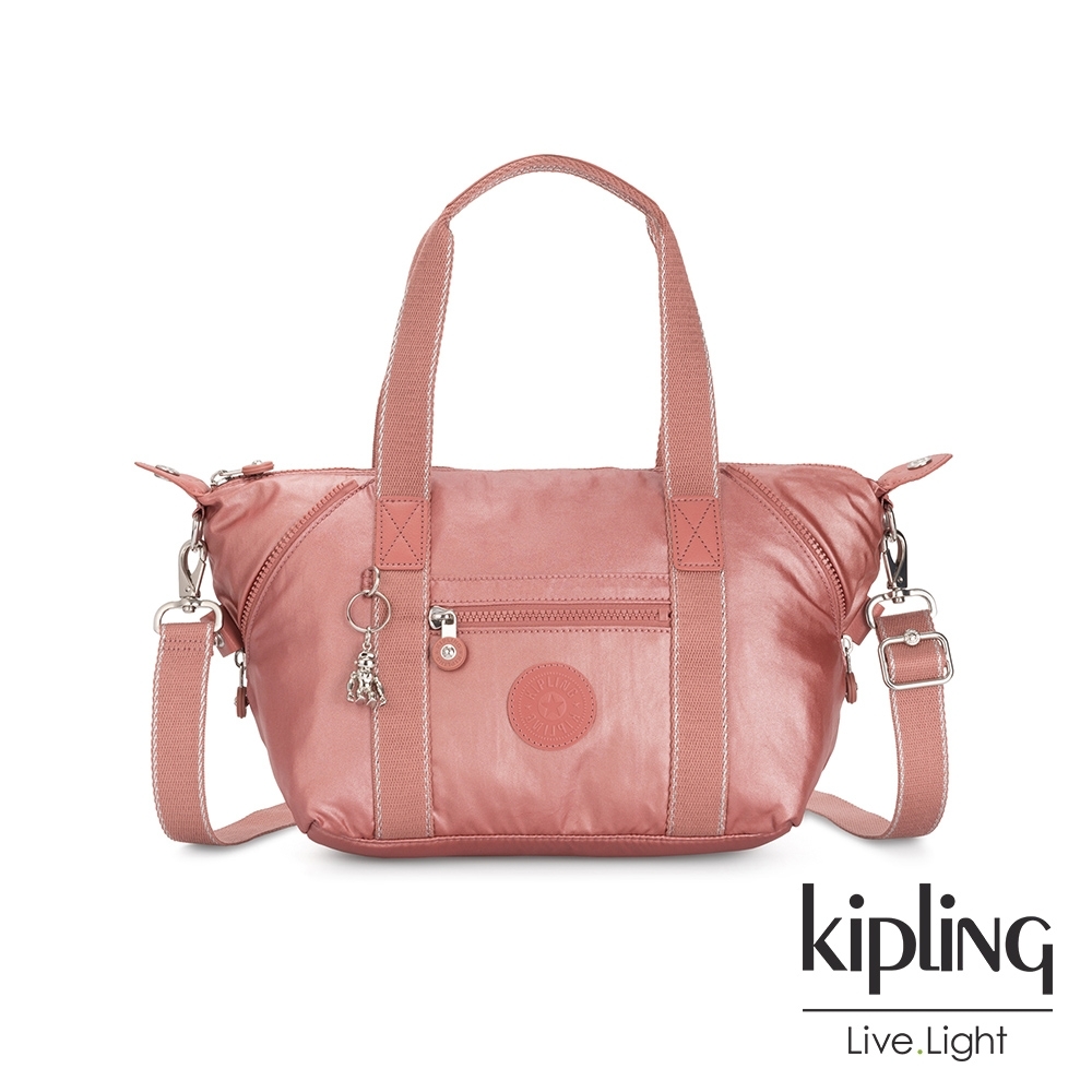 Kipling 甜美俏皮蜜桃粉手提側背包-ART MINI