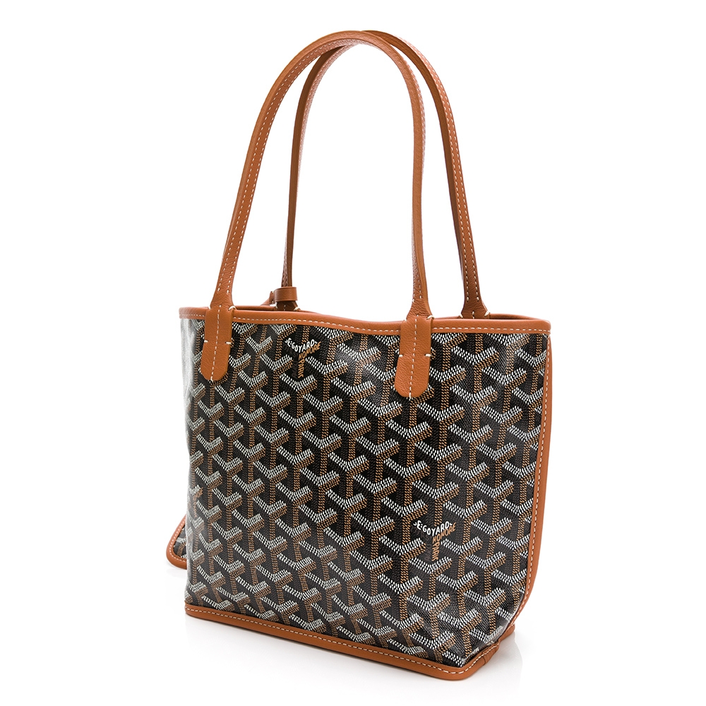 Goyard Mini Anjou Tote Bag In Chevroches Calfskin And Ine Canvas