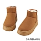 山打努SANDARU-雪靴 圓頭絨布毛毛厚底短靴-棕絨 product thumbnail 1