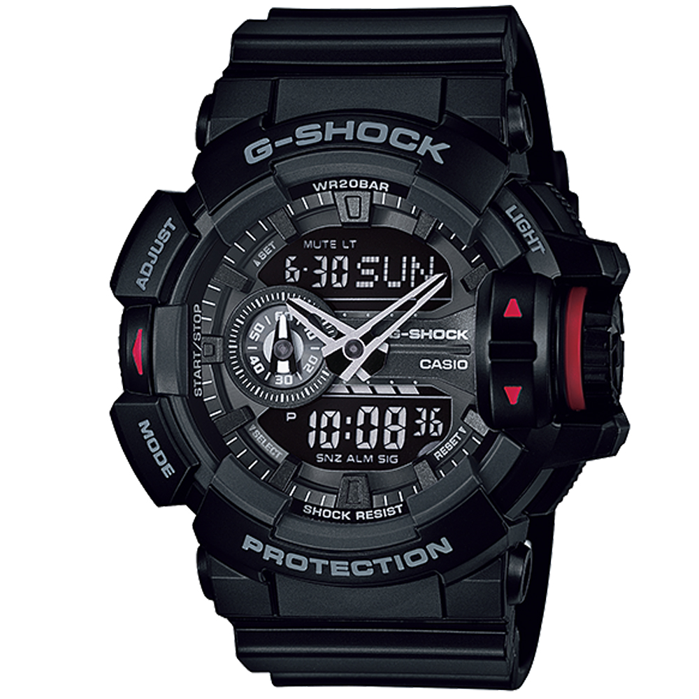 G-SHOCK亮彩新色街頭時尚新層次雙顯運動錶(GA-400-1B)-全黑/51.9mm