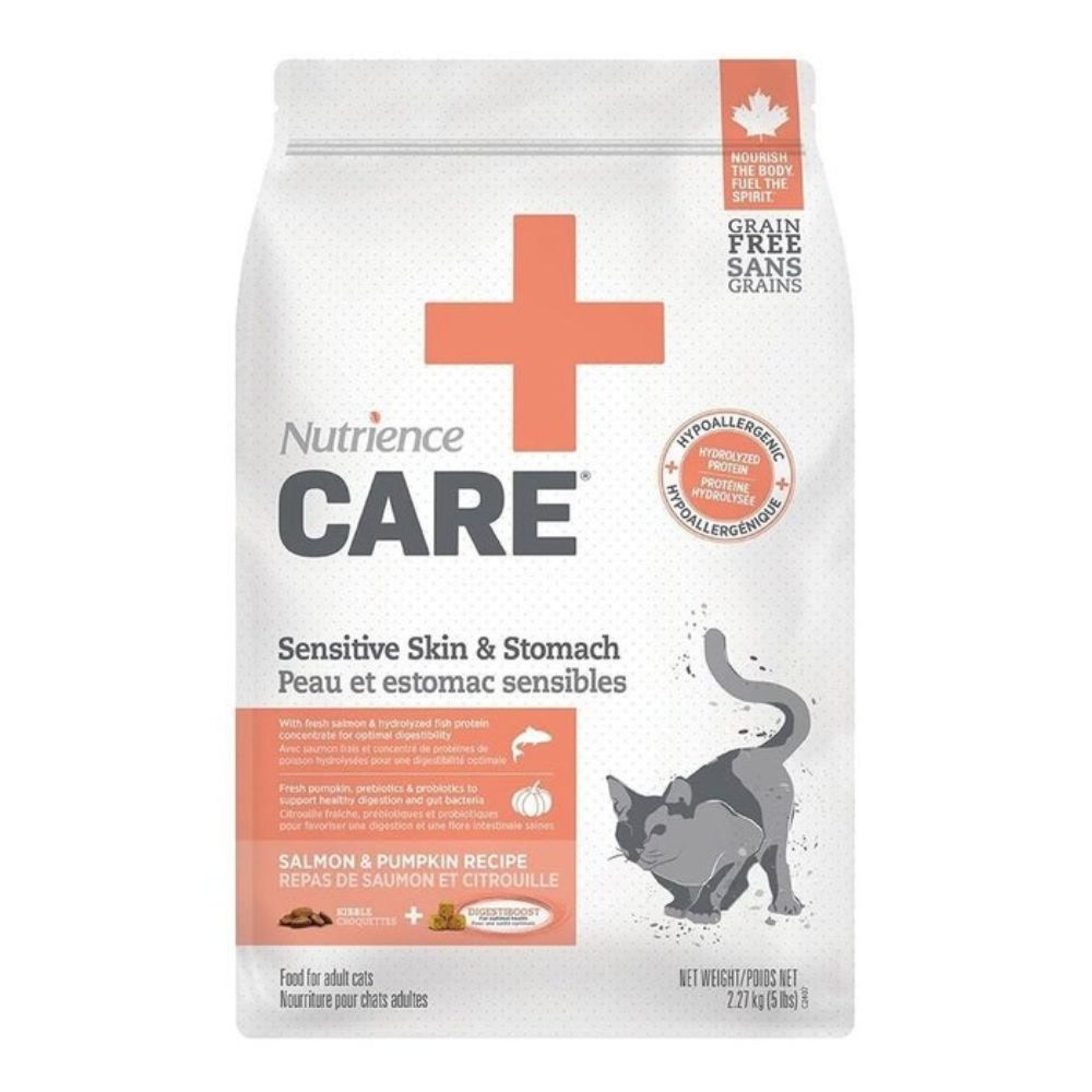 Nutrience紐崔斯CARE＋頂級無穀處方貓糧-皮膚及腸胃配方 5kg(11lbs) (NT-C2408)(購買第二件贈送寵物零食x1包)