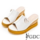 GDC-真皮焦糖夾心春夏愛心釦楔型素色厚底拖鞋-白色 product thumbnail 1
