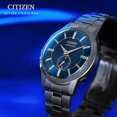 CITIZEN 星辰 小秒針紳士機械錶 迎春好禮-藍/41mm NK5009-69N