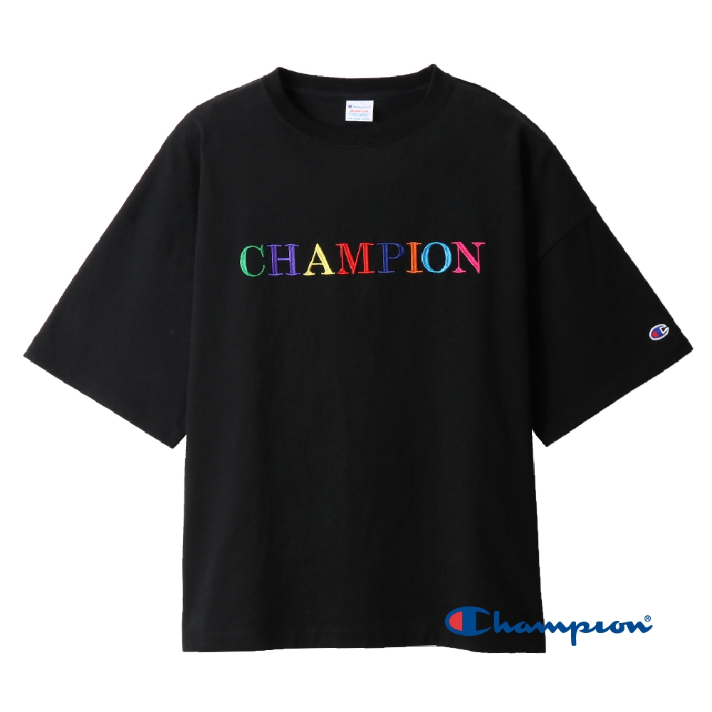 Champion Women's彩色Logo寬鬆短Tee(黑色)