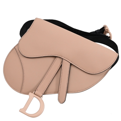 Christian Dior SADDLE 經典D墜飾帆布斜背胸口包/腰包(裸粉)