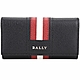 BALLY TALTOS 經典紅白條紋防刮皮革鑰匙包(黑色) product thumbnail 1