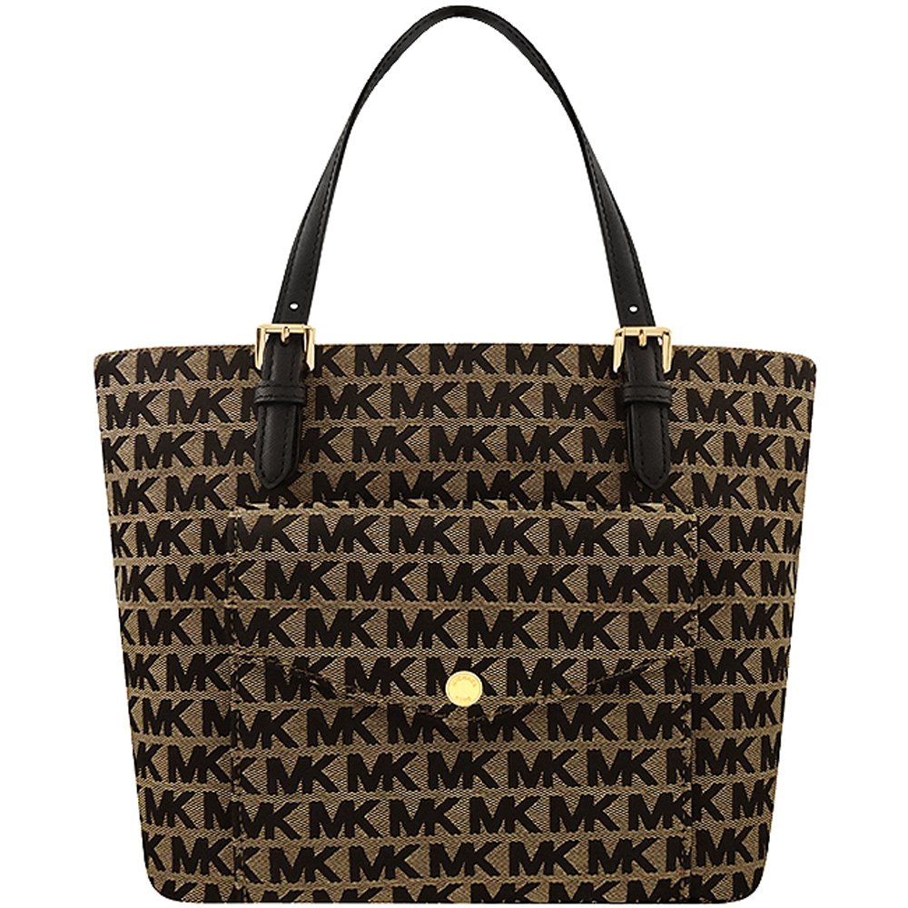 MICHAEL KORS Jet Set Item LOGO織紋托特包(中/黑)