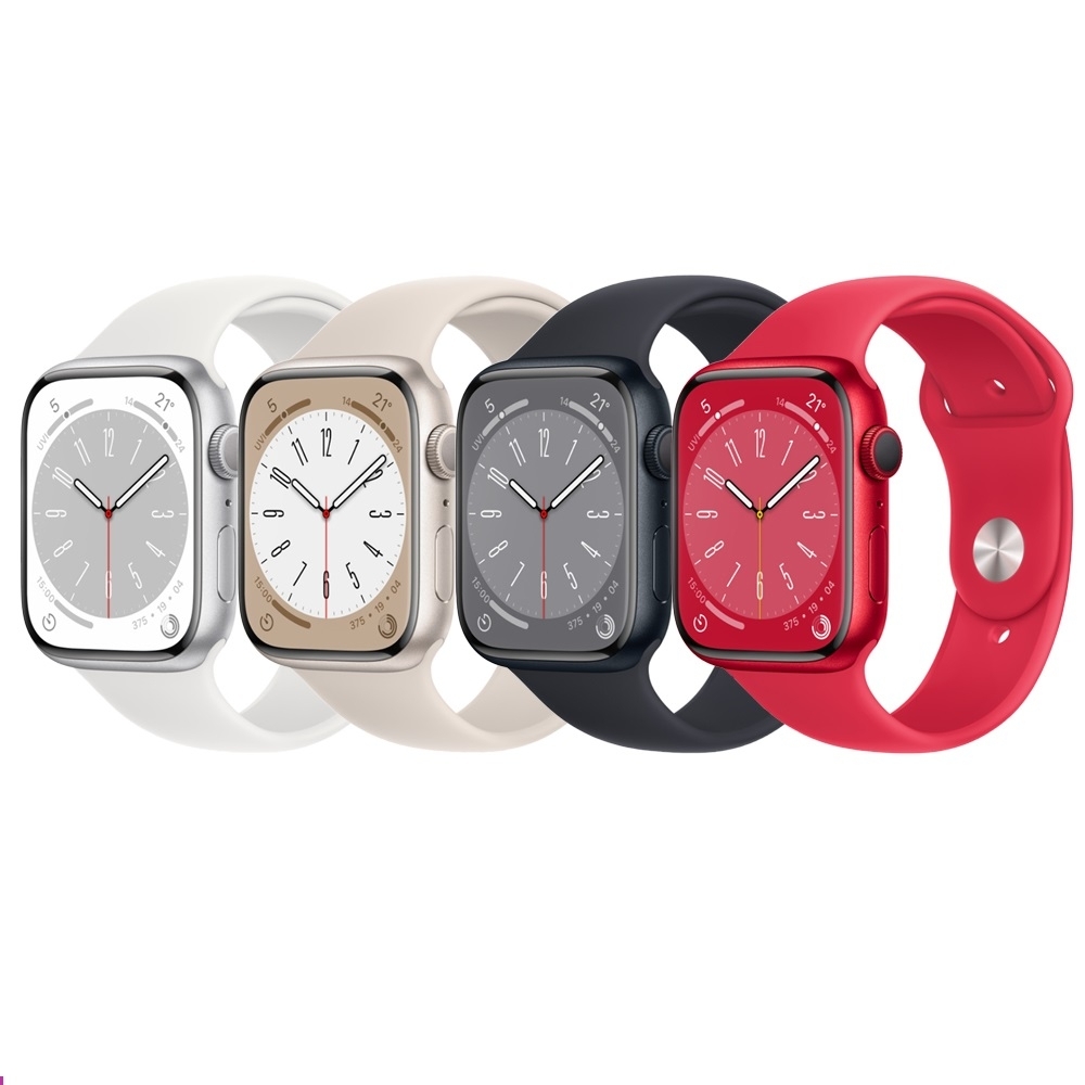 Apple Watch S8 45mm GPS版蘋果手錶 鋁金屬錶殼配運動型錶帶