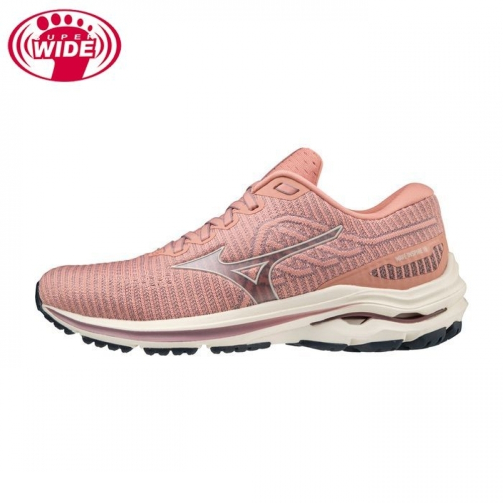 Mizuno Wave Inspire 18 Waveknit [J1GD222914] 女 慢跑鞋 超寬楦 路跑 橘粉