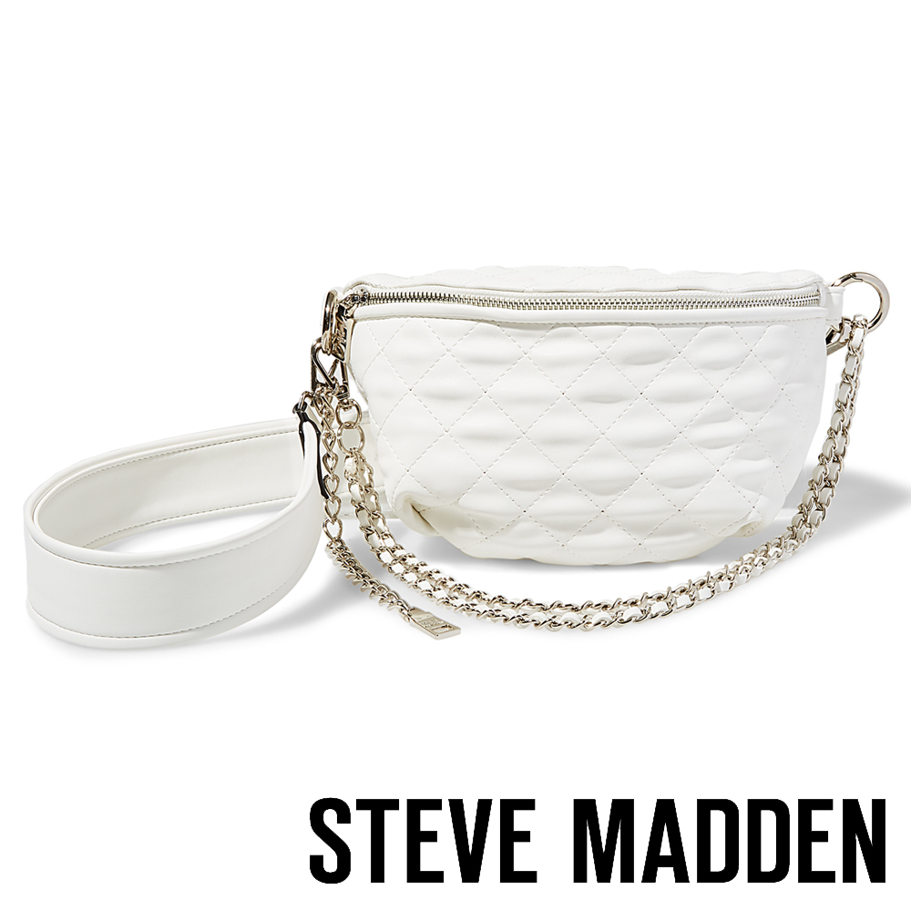 STEVE MADDEN-BMANDIE 金屬鍊條菱格個性腰包-白色