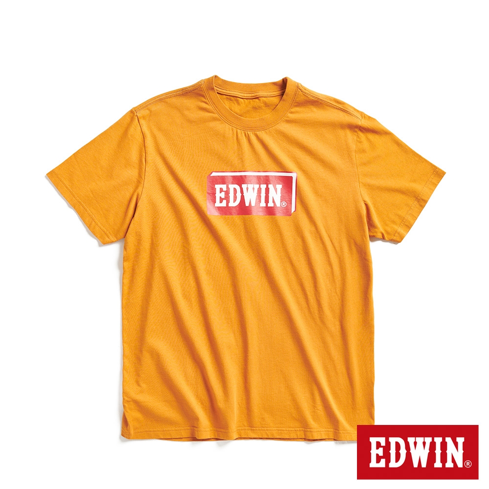 EDWIN 精裝書本LOGO短袖T恤-男-黃褐色