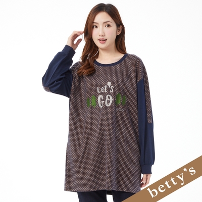 betty’s貝蒂思 Let s Go格紋拼接長版T-shirt(深藍色)