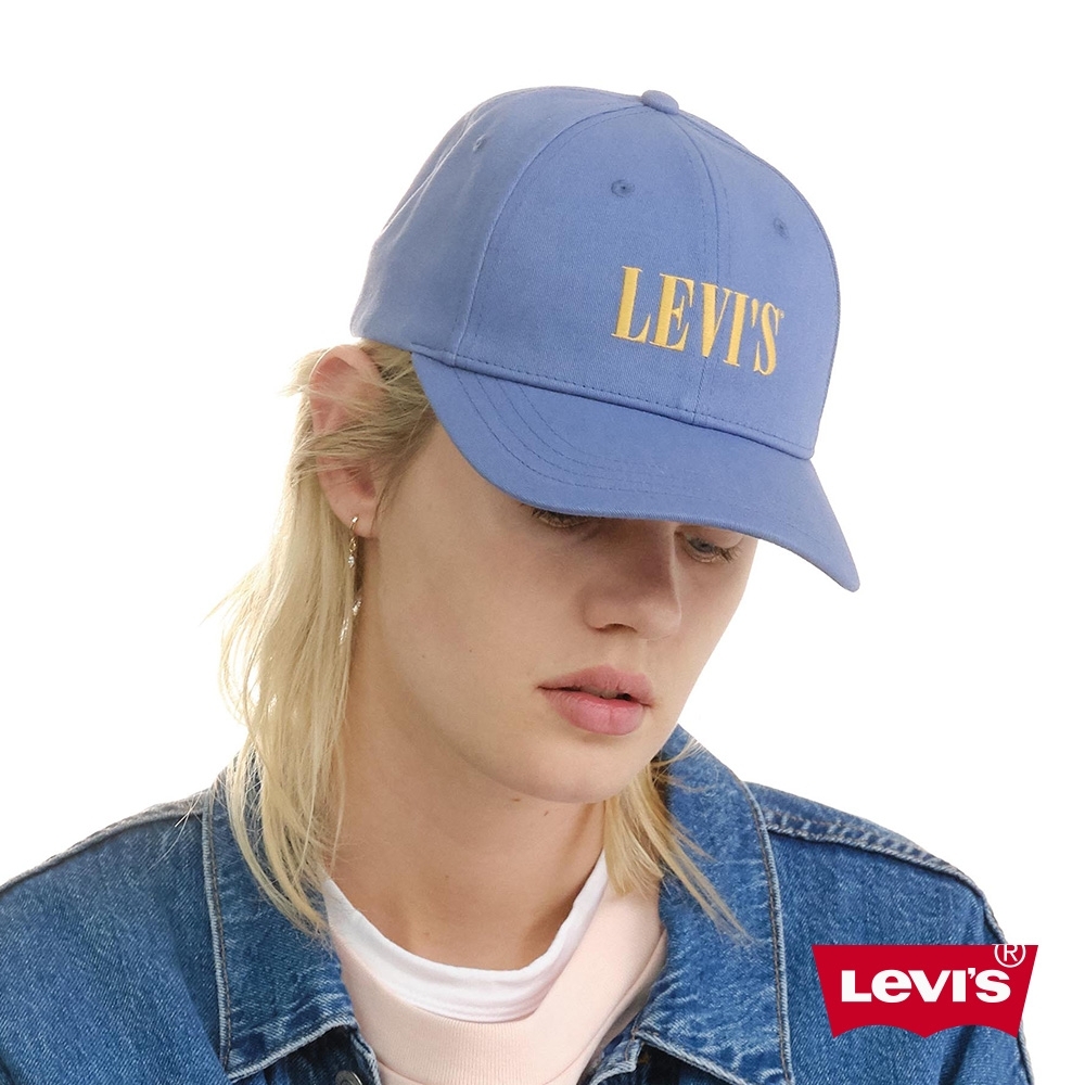 Levis 男女同款 可調式排扣棒球帽 Serif Logo 刺繡 靛藍