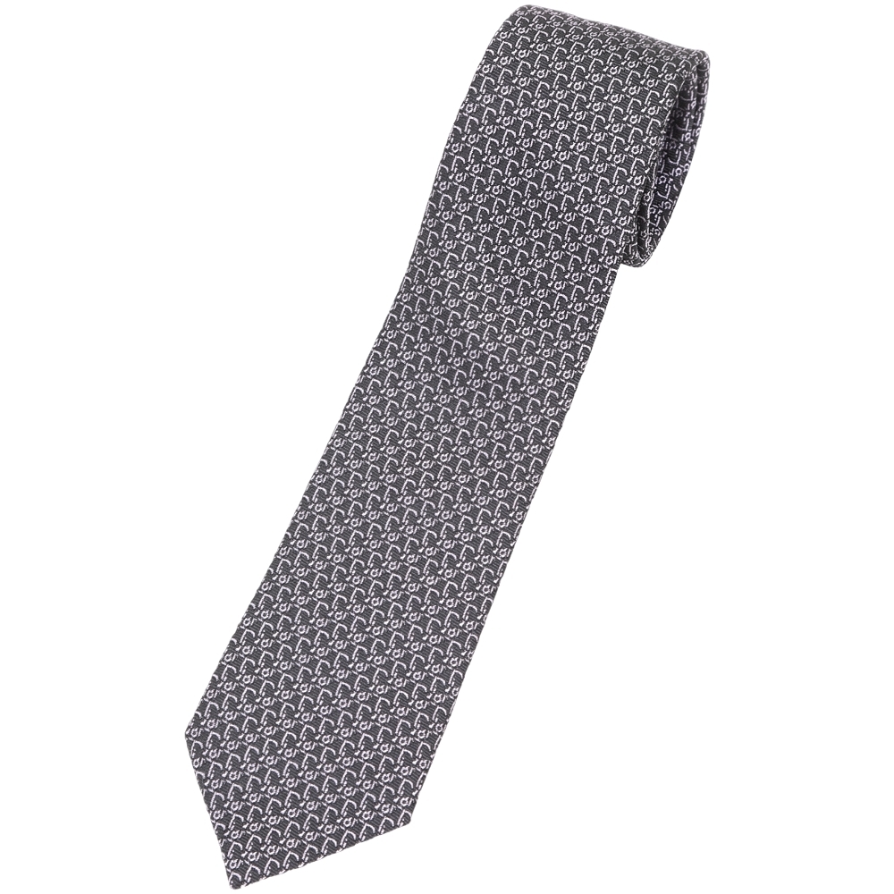 DIOR Oblique 撞色刺繡字母緹花絲綢領帶(黑x紫)