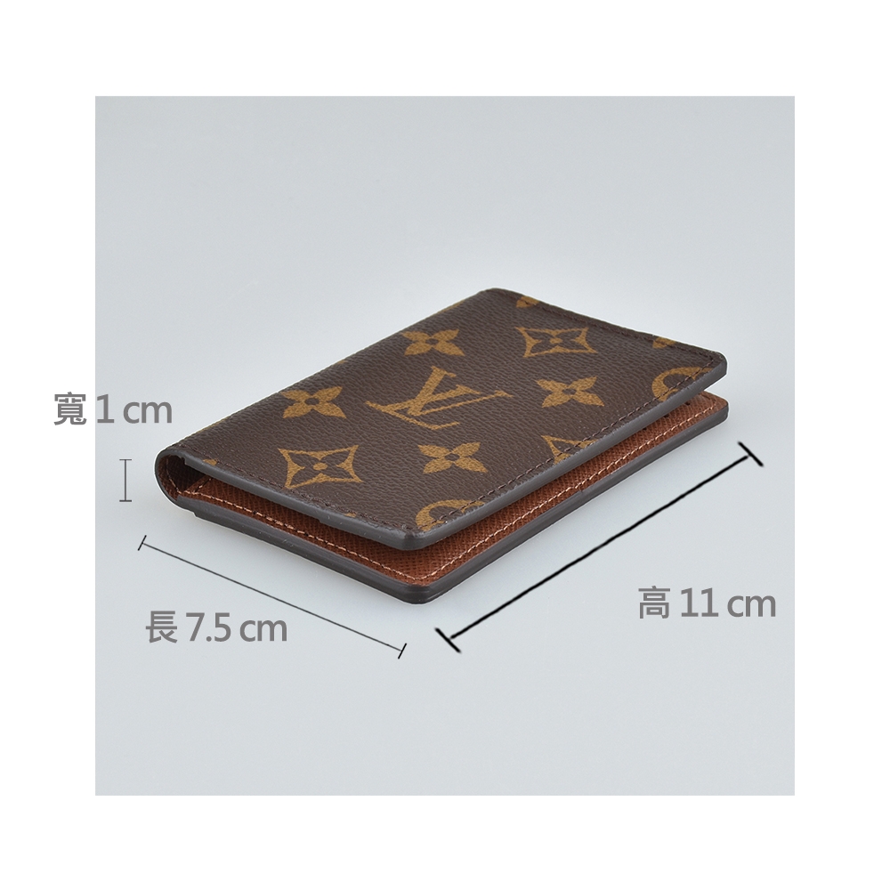 LV M60502 花紋LOGO Monogram帆布3卡直立對折萬用卡片夾(咖啡), LV路易威登