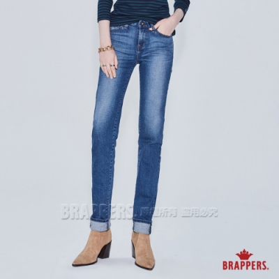 BRAPPERS 女款 新美腳Royal系列-中腰彈性小直筒褲-藍