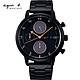 agnes b. 法式簡約太陽能計時腕錶(VR43-KLJ0SD)BZ6005X1/黑色40mm product thumbnail 1
