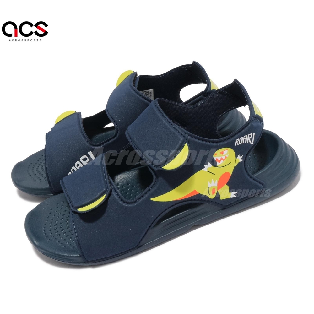 Adidas 涼鞋 Swim Sandals C 藍 黃 魔鬼氈 童鞋 中童鞋 暴龍 恐龍 小朋友 愛迪達 GX2437