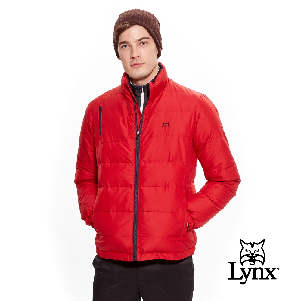 【Lynx Golf】男款小山貓LXG系列羽絨長袖外套-紅色