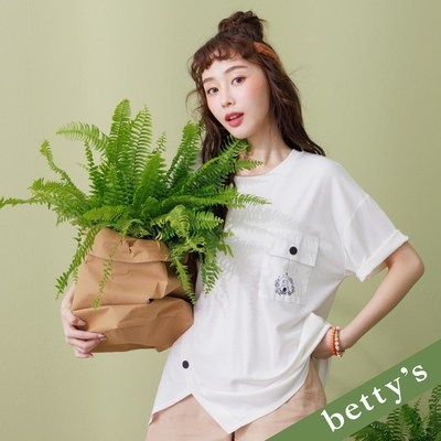 betty’s貝蒂思 圓領口袋斜開岔T-shirt(白色)