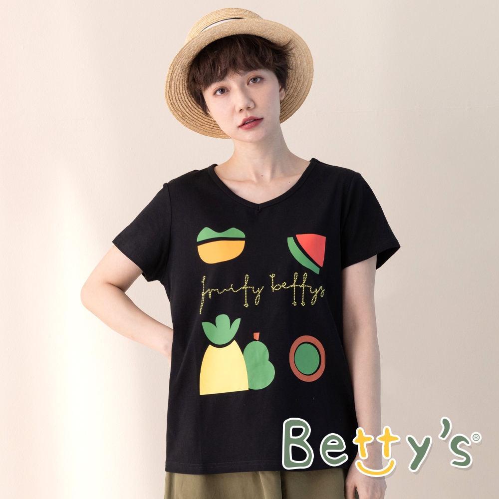 betty’s貝蒂思　圓領水果印花T-shirt(黑色)