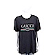 GUCCI 領邊小破損造型設計黑色經典LogoT恤 product thumbnail 1