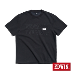 EDWIN 涼感吸濕排汗口袋寬版短袖T恤-男-黑色