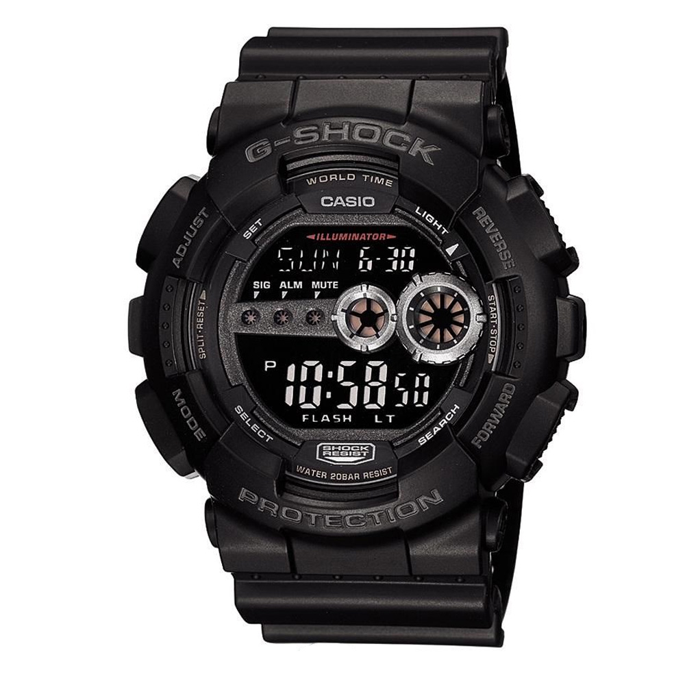 G-SHOCK 超個性強悍高亮眼休閒錶(GD-100-1B)-黑/51.2mm