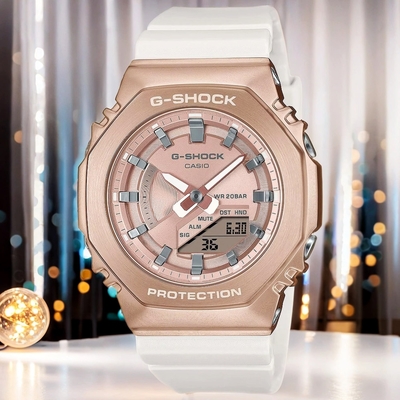 CASIO 卡西歐 G-SHOCK 粉紅金x白 八角手錶 女錶 送禮推薦 GM-S2100CW-7A