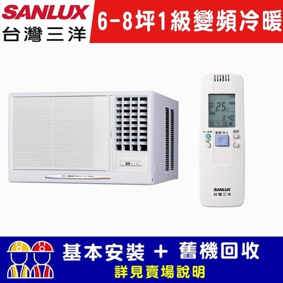 【SANLUX台灣三洋】 6-8坪 1級變頻窗型右吹冷暖冷氣 SA-R41VHR