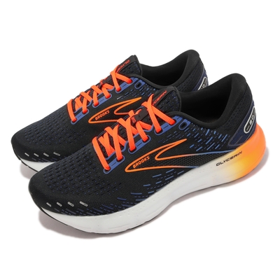 Brooks 慢跑鞋 Glycerin 20 2E 男鞋 黑藍 橘 寬楦 甘油系列 20代 氮氣中底 運動鞋 1103822E035