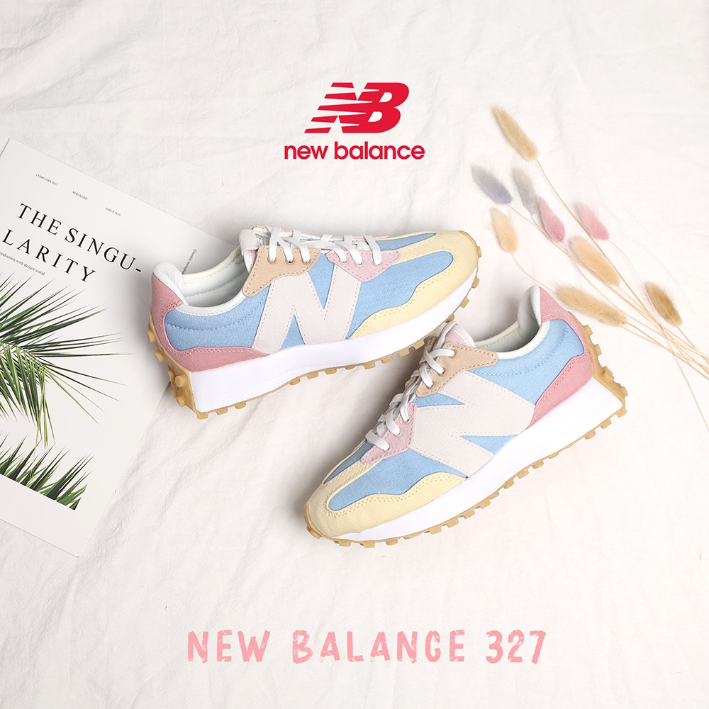 New Balance 休閒鞋 327 女鞋 藍 粉紅 卡其 帆布 N字鞋 復古 膠底 NB 紐巴倫 WS327UB-B