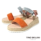 Tino Bellini 西班牙進口繽紛色調牛麂皮麻邊厚底涼鞋-橘 product thumbnail 1