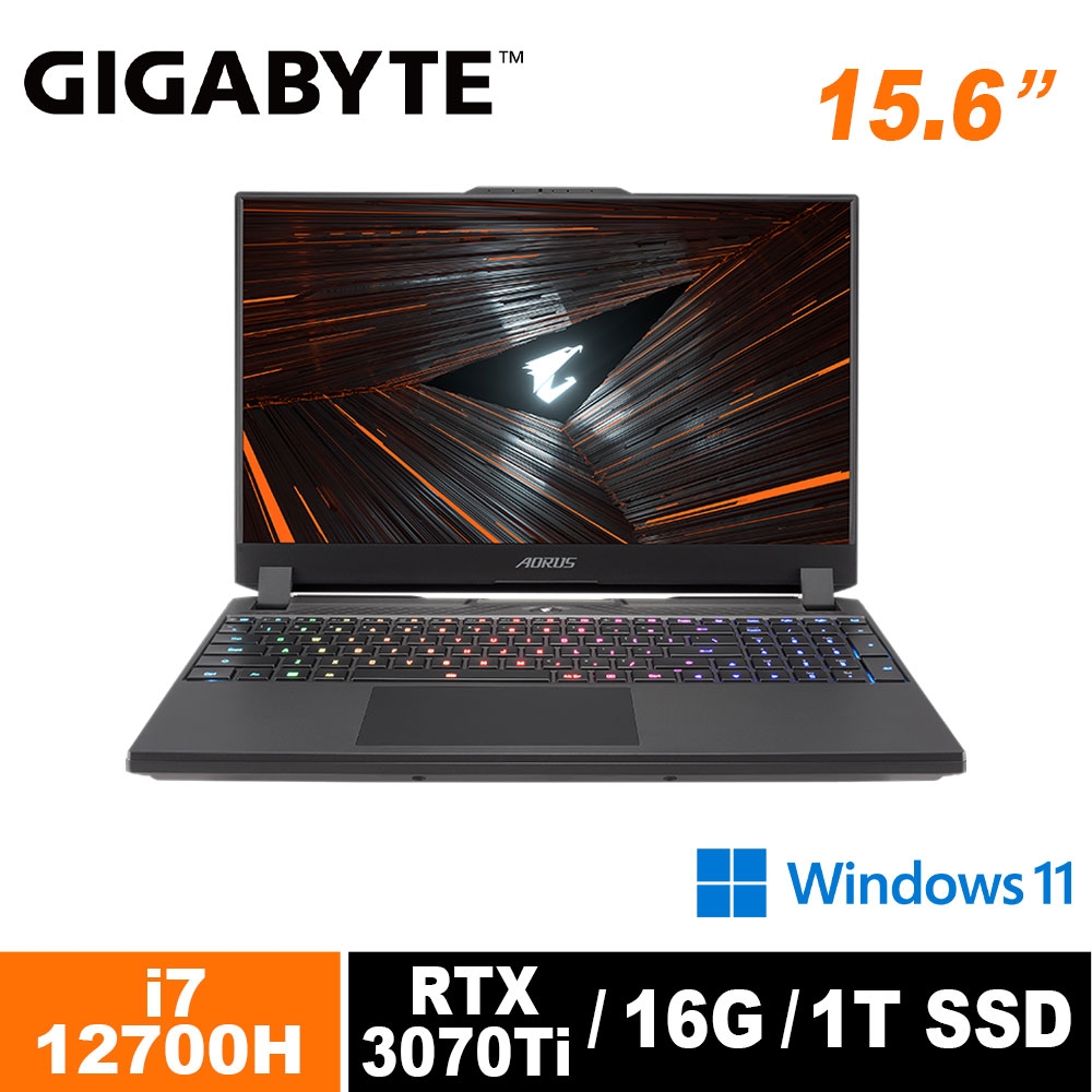 技嘉 GIGABYTE AORUS 15 XE5-73TWB34SH 15.6吋筆電 (i7-12700H/RTX3070 Ti/165Hz/16G/1TB SSD/QHD)