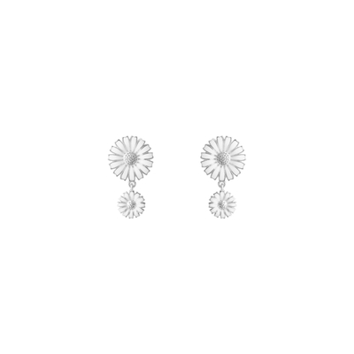 Georg Jensen 喬治傑生- DAISY 純銀 白瓷琺瑯 雙雛菊針式耳環