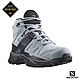 官方直營 Salomon 女 X ULTRA 4 Goretex 中筒登山鞋 寬楦 深礦灰/黑/藍 product thumbnail 2