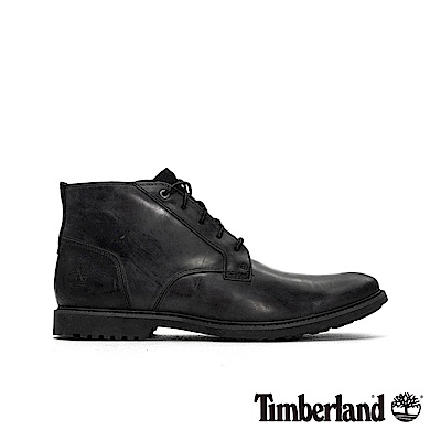 Timberland 男款黑色全粒面皮革防潑濺中筒商務休閒鞋|A1QDU