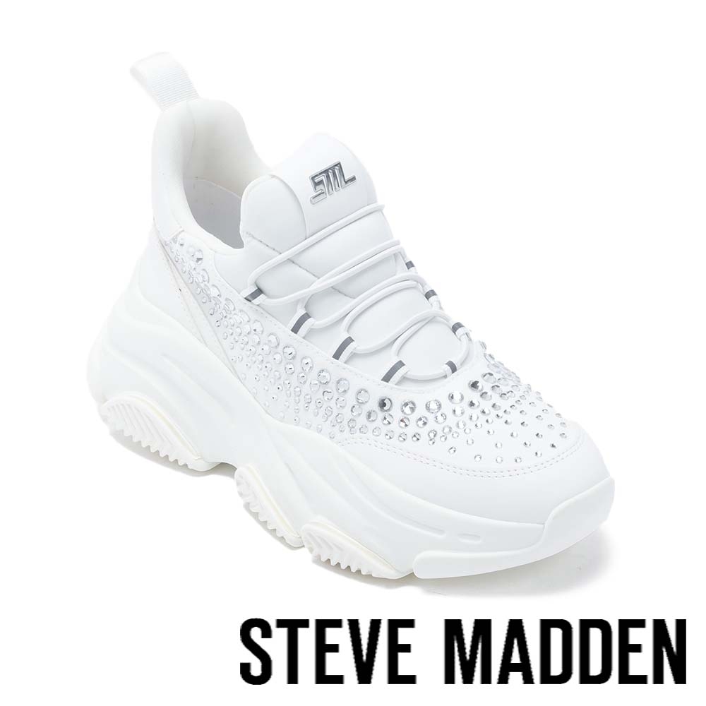 STEVE MADDEN-PEIGHTON 鑽面厚底老爹鞋-白色