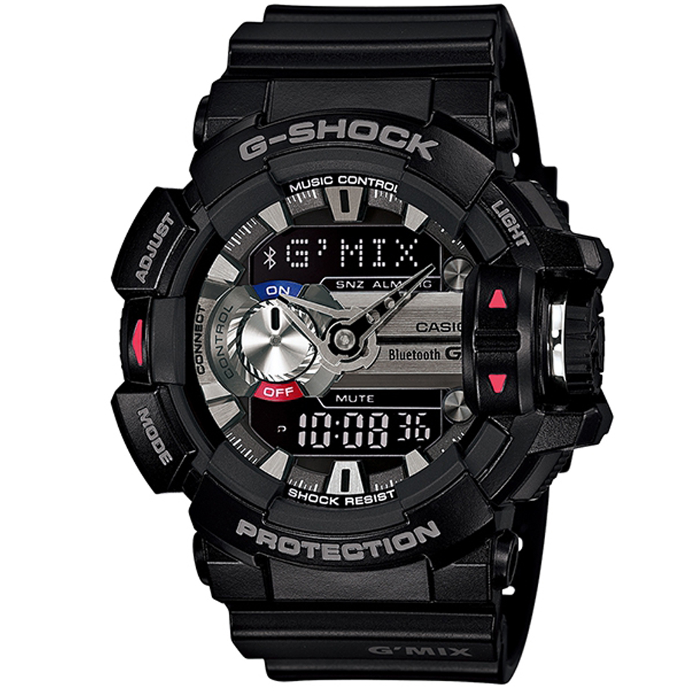 G-SHOCK MIX玩酷生活音樂控制藍芽錶(GBA-400-1)-黑/55mm