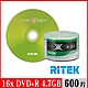 RITEK錸德 16x DVD+R 4.7GB X版/600片裸裝 product thumbnail 1