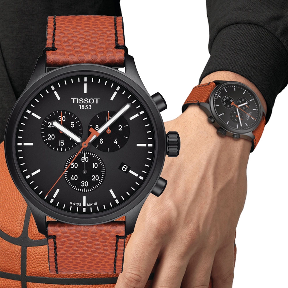 TISSOT天梭 官方授權 NBA聯名款 計時三眼石英腕錶 /45mm/T1166173605112
