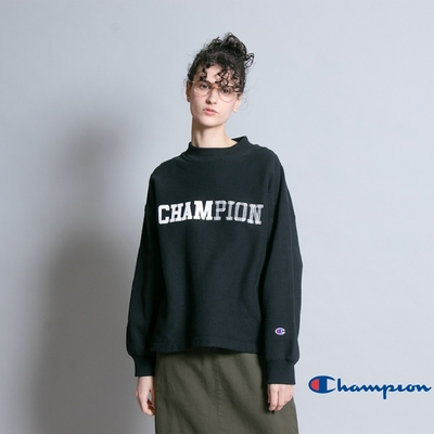 Champion Women s RW刺繡印花微高領大學Tee(黑色)