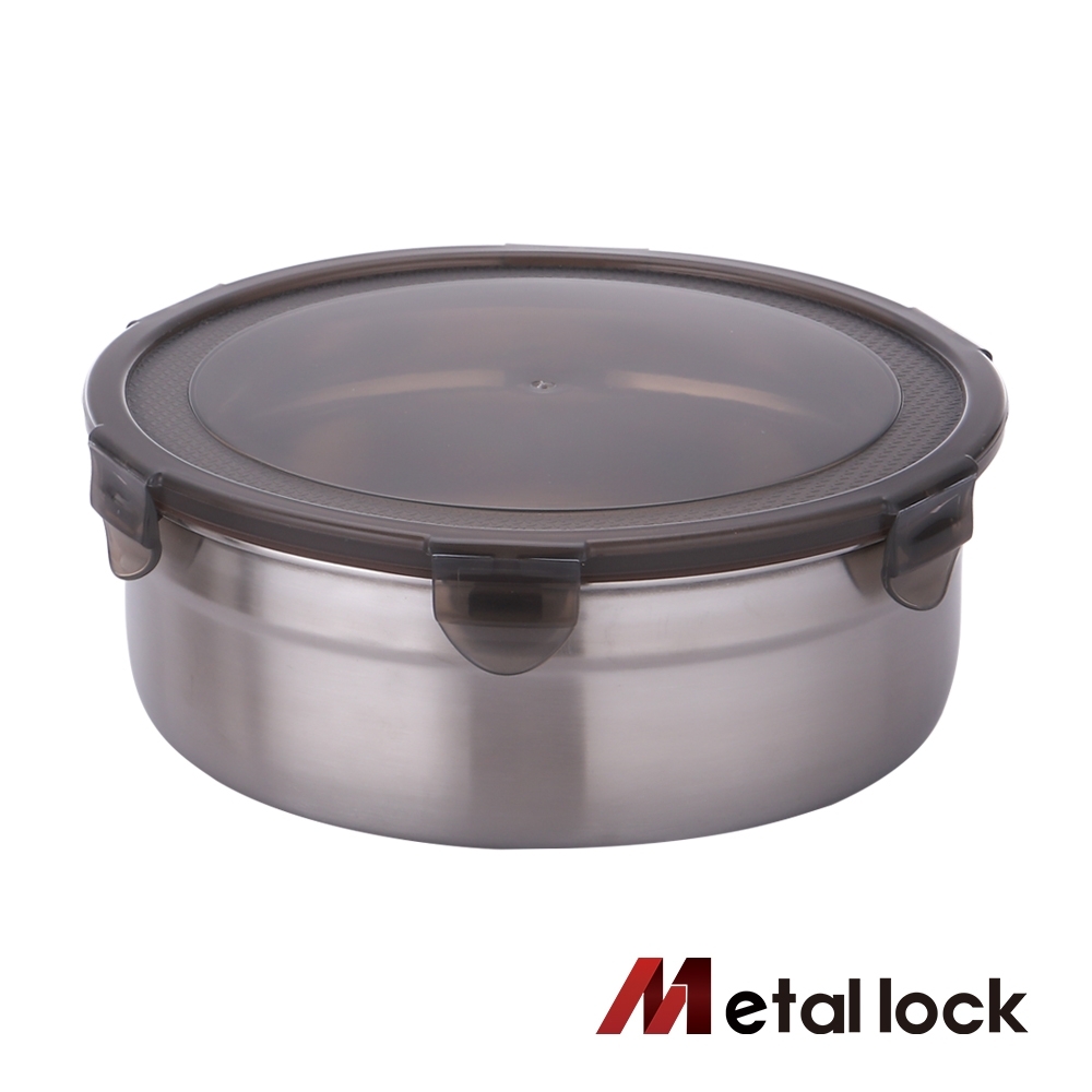 韓國Metal lock圓形不鏽鋼保鮮盒1900ml.露營野餐不銹鋼金屬環保收納大容量