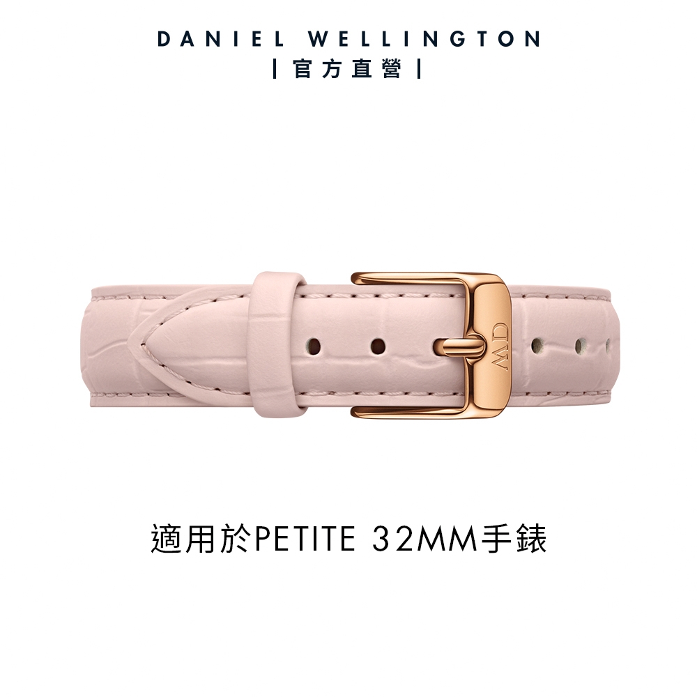 Daniel Wellington DW 錶帶 Petite Croc Rouge 14mm粉色鱷魚壓紋皮革錶帶-玫瑰金框