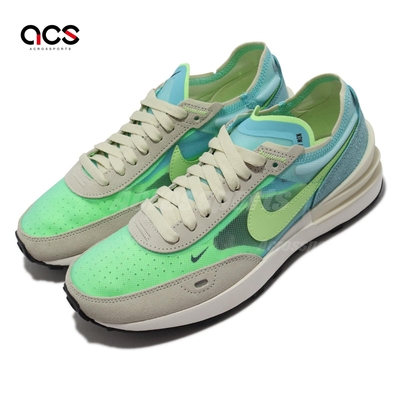 Nike 休閒鞋 W Waffle One 女鞋 海外款 小Sacai 米白 螢光綠 DC2533-401